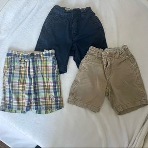 3 pairs of boys Gap shorts size 5 khaki, navy, plaid